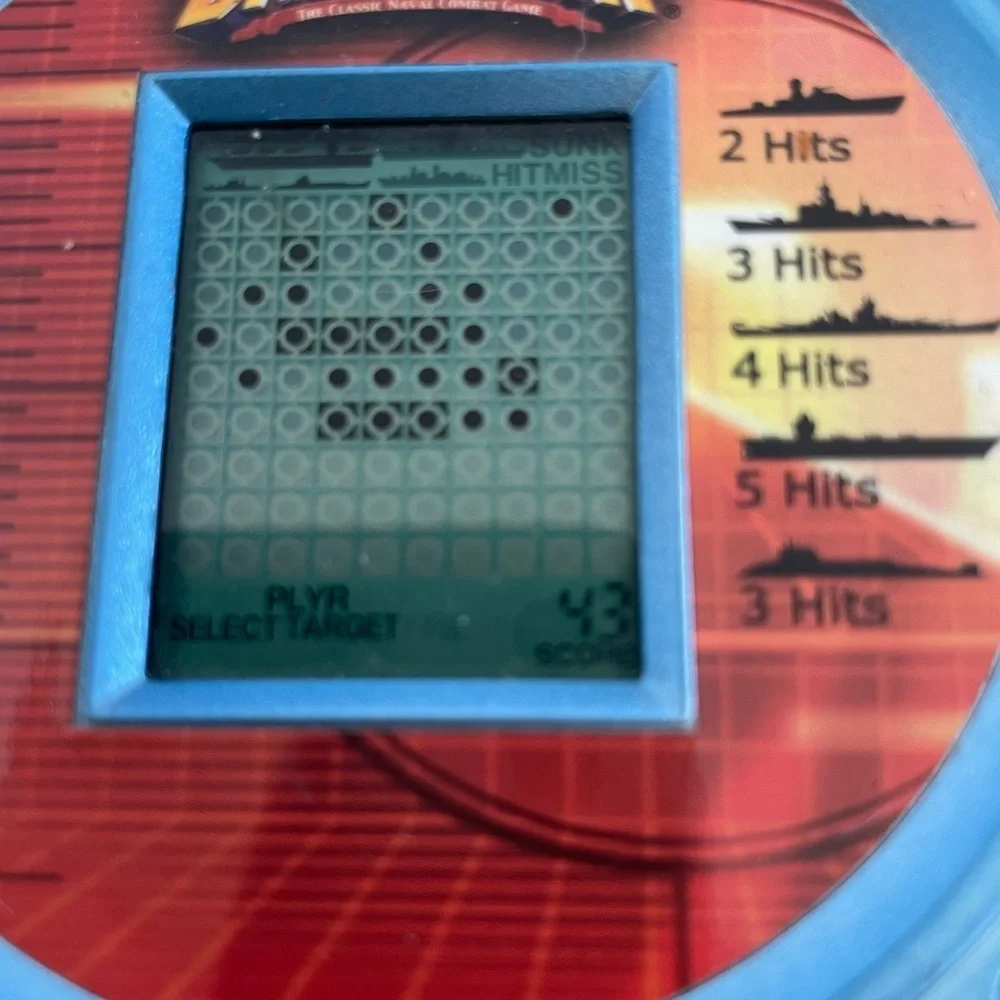 MB Electronic Handheld vintage 1990’s travel Battleship Game - Blue and Yellow